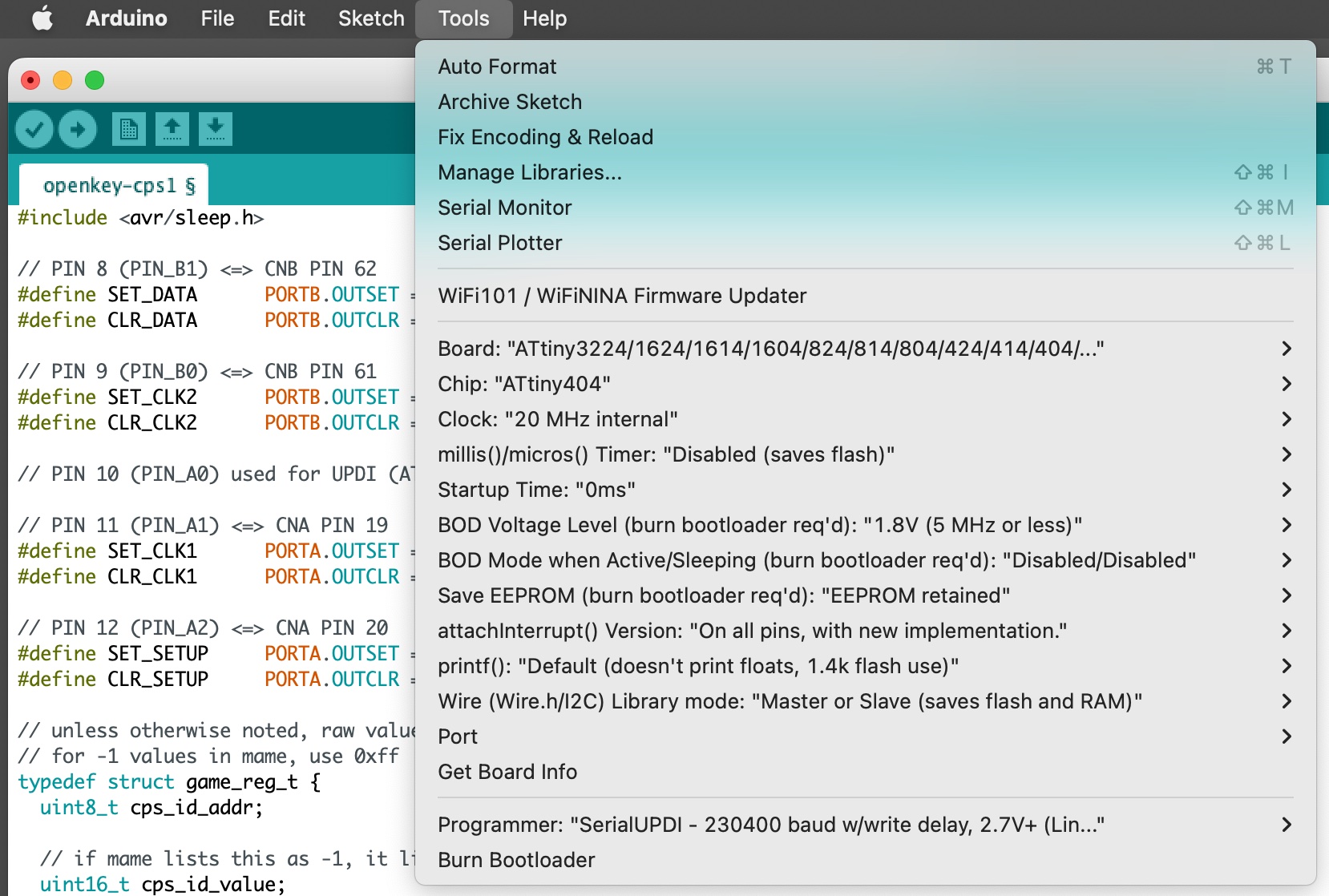 arduino ide settings