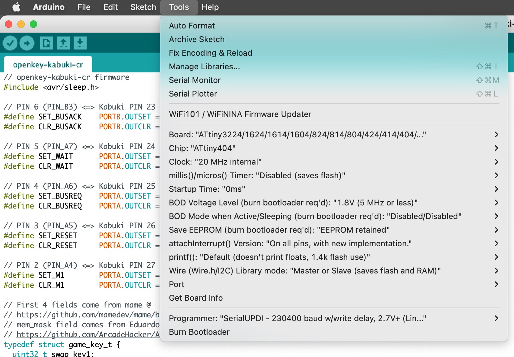 arduino ide settings