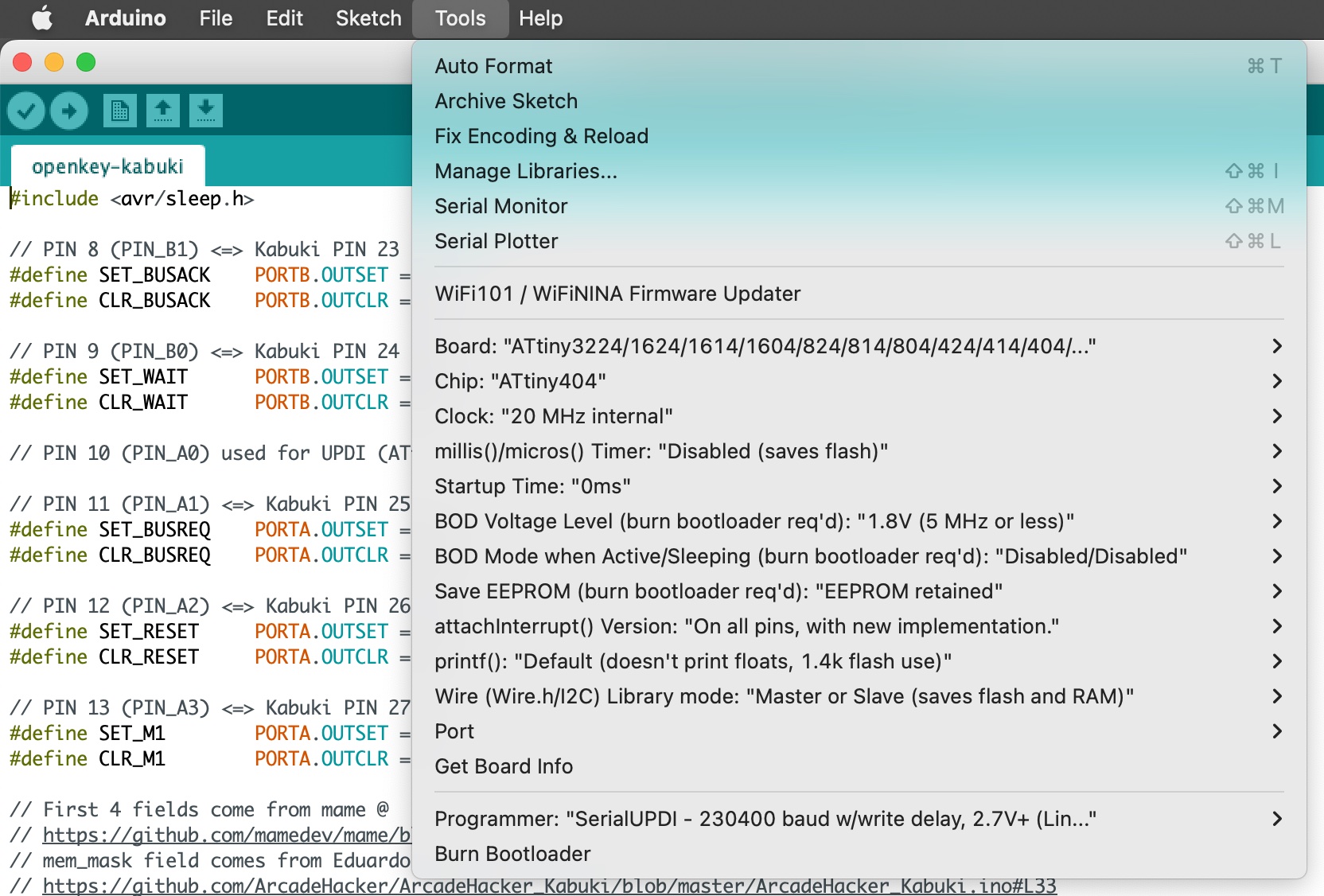 arduino ide settings