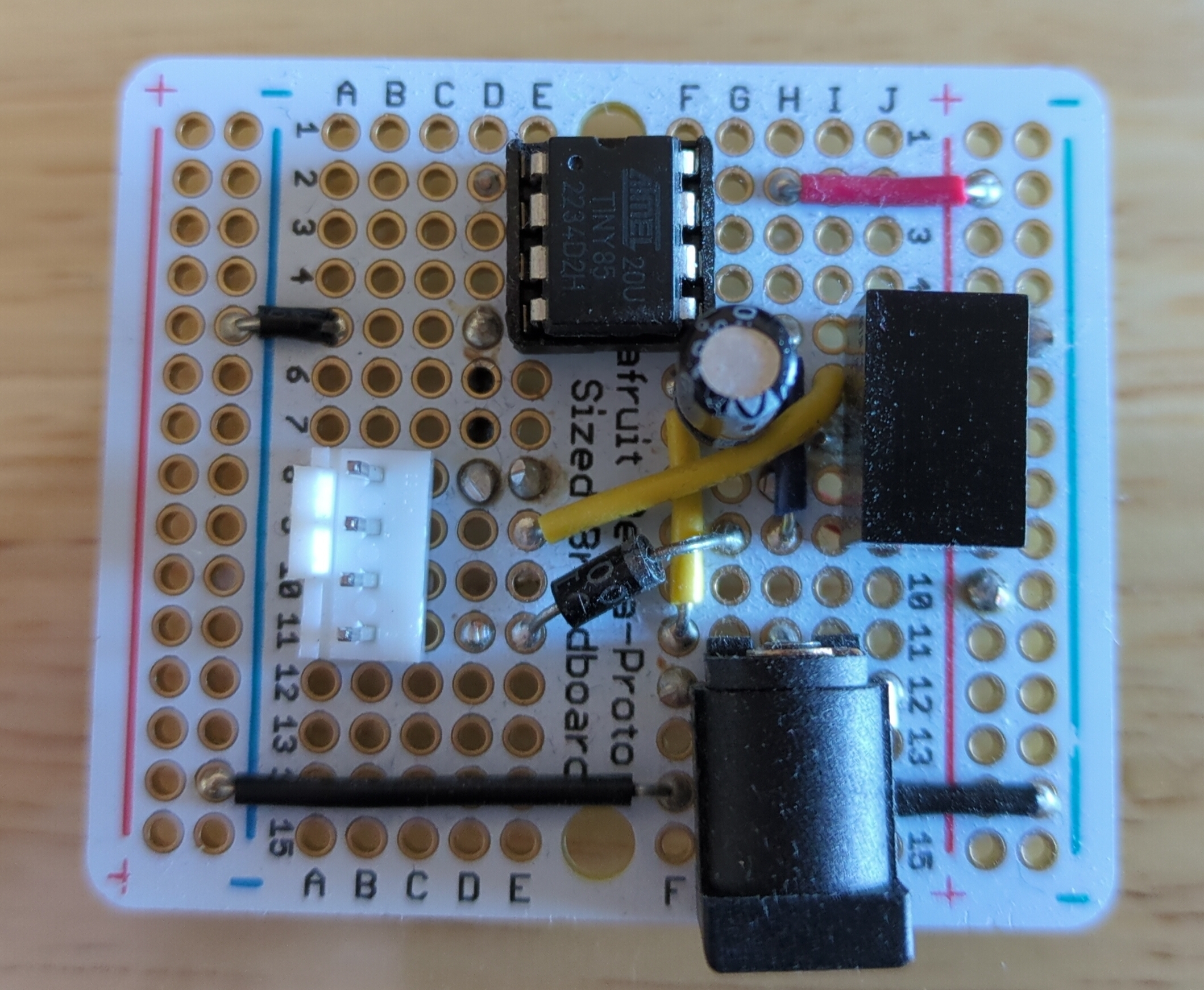 ATTiny85 PWM Fan Controller Protoboard Top View