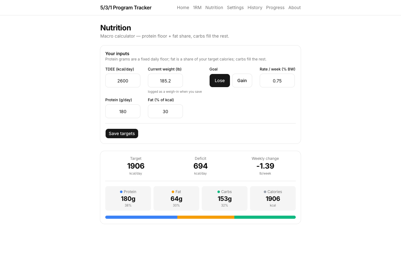 Nutrition macro calculator