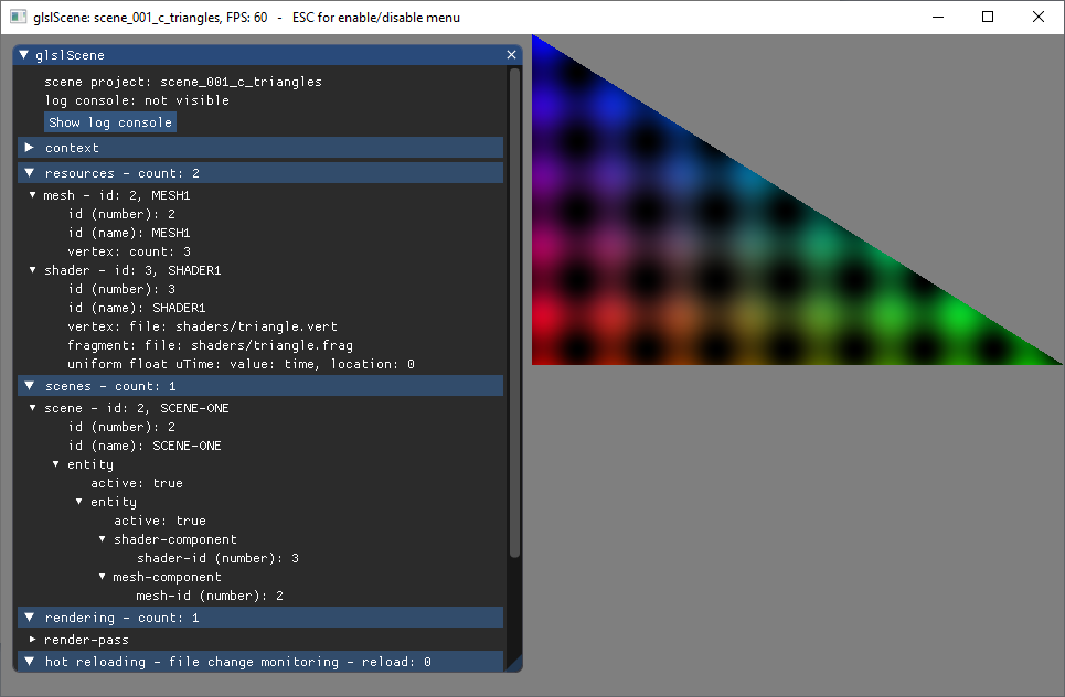 Screenshot from the example scene_001_c_triangles