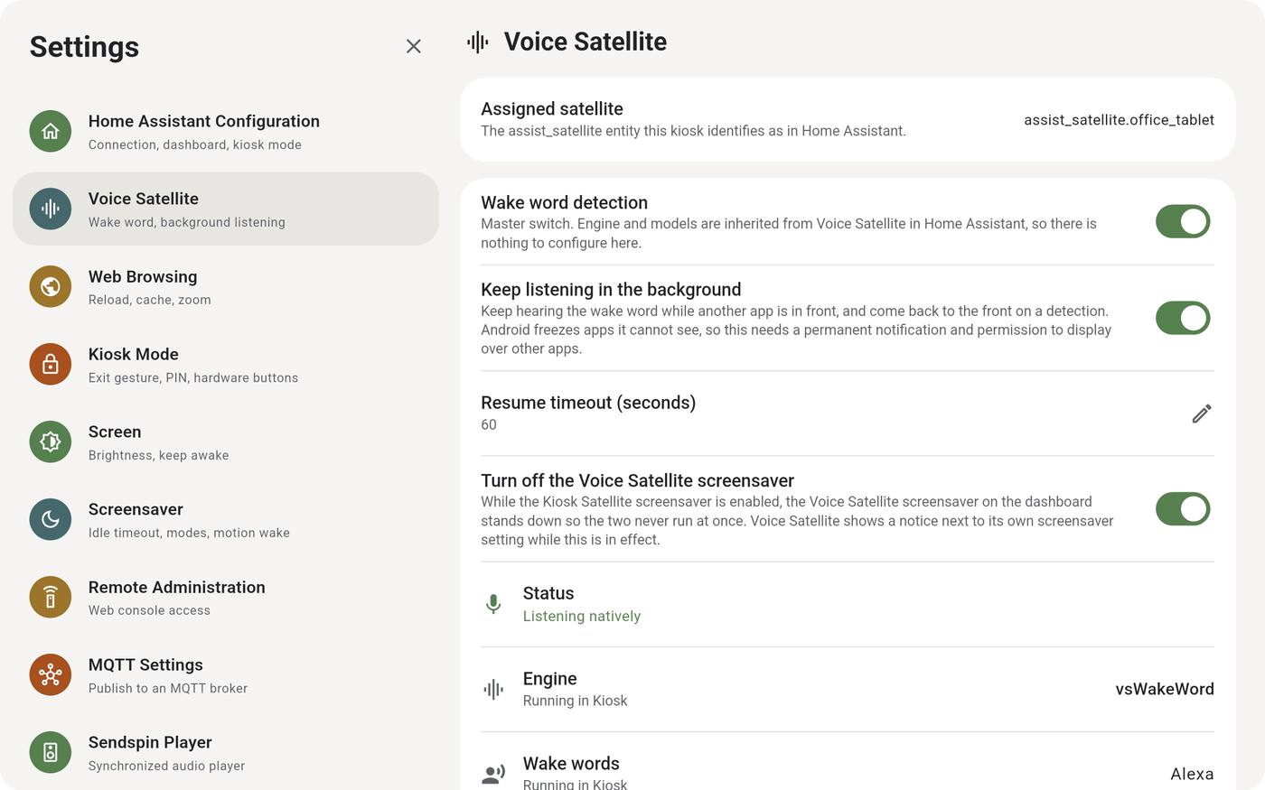 Voice Satellite Settings