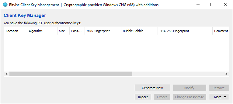 bitvise-clientkeymgr empty list