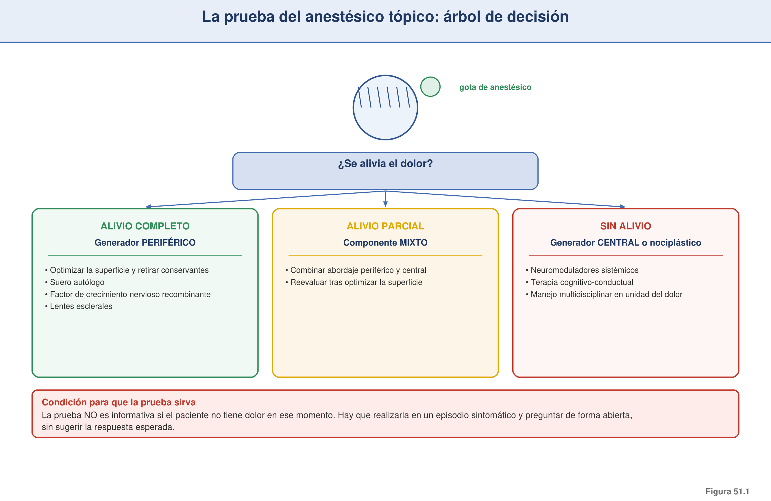Figura 51.1 — Prueba del anestésico tópico: árbol de decisión