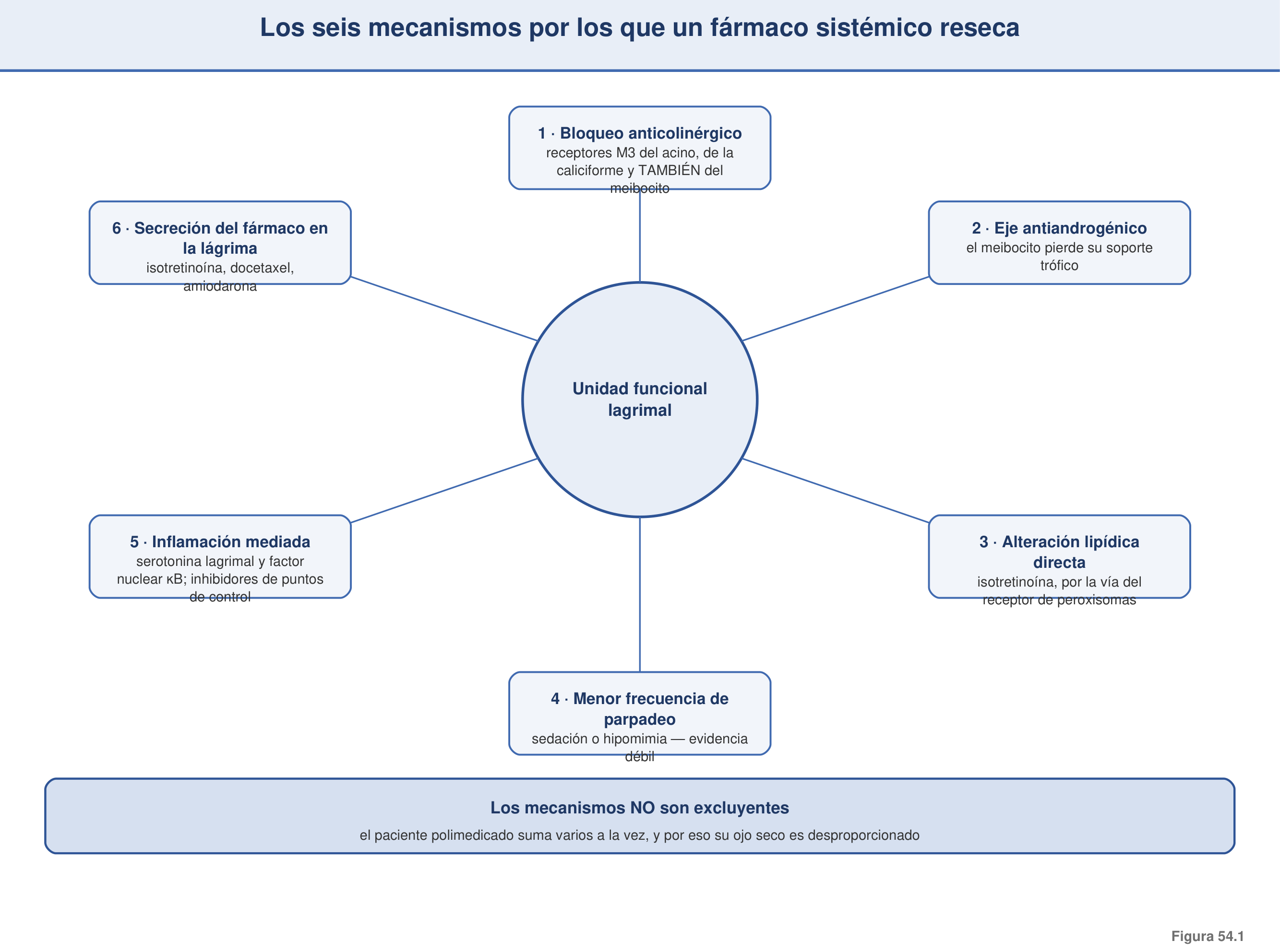 Figura 54.1 — Los seis mecanismos por los que un fármaco sistémico reseca
