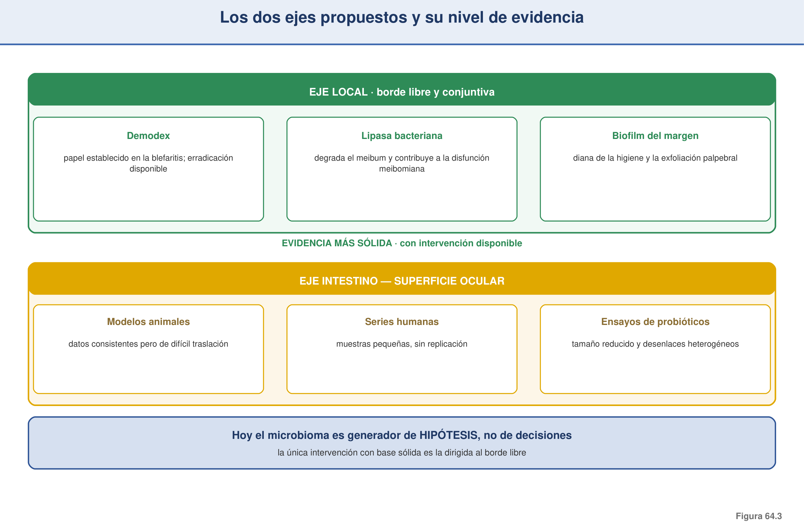 Figura 64.3 — Los dos ejes propuestos y su nivel de evidencia