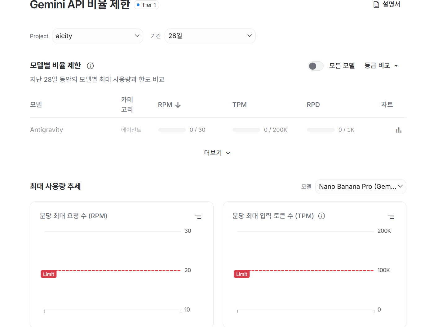 API 할당량 제한 설정 터미널