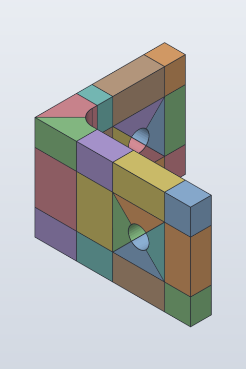 The bracket split into 30 coloured cells