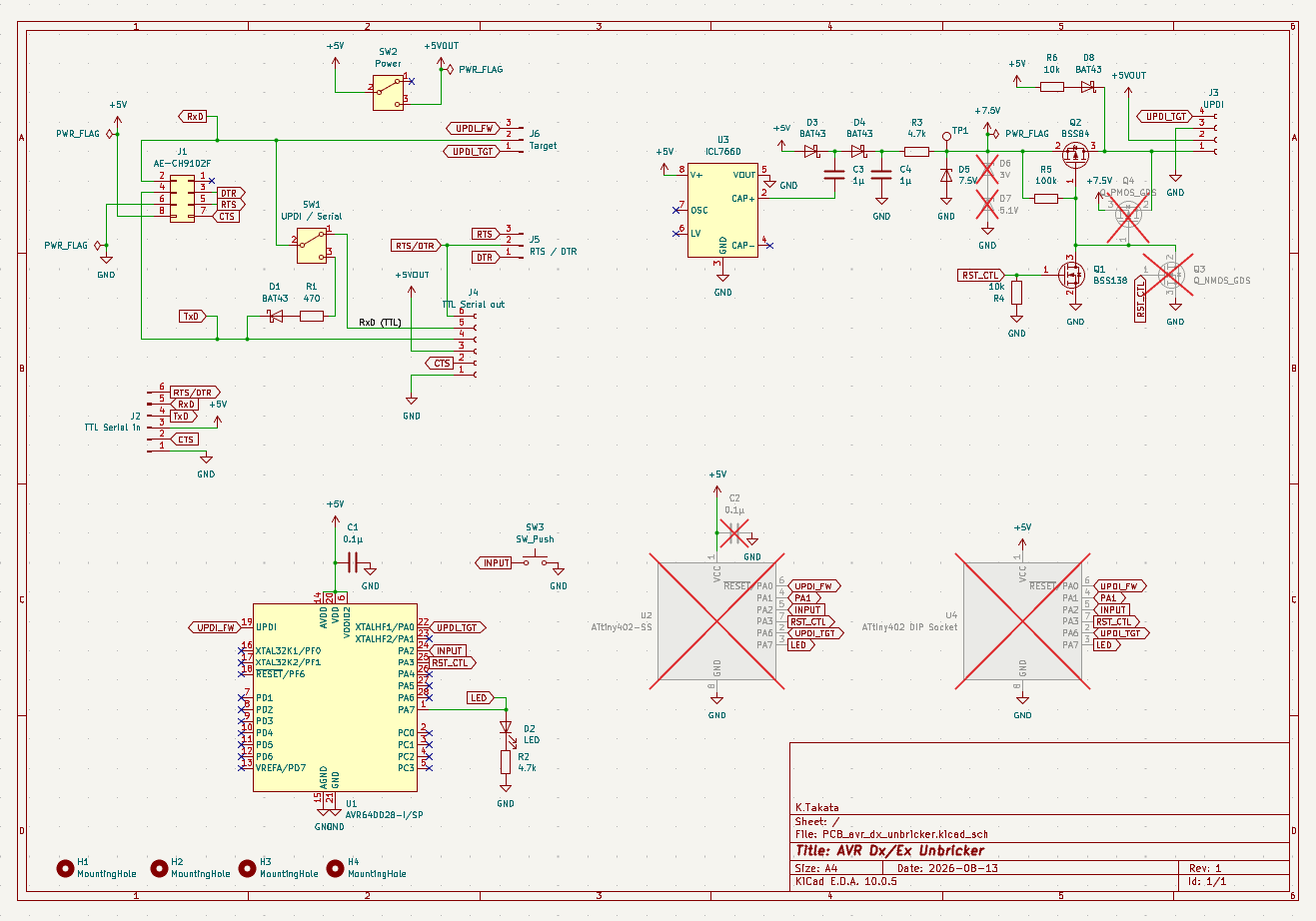 PCB avr dx unbricker, from the project README