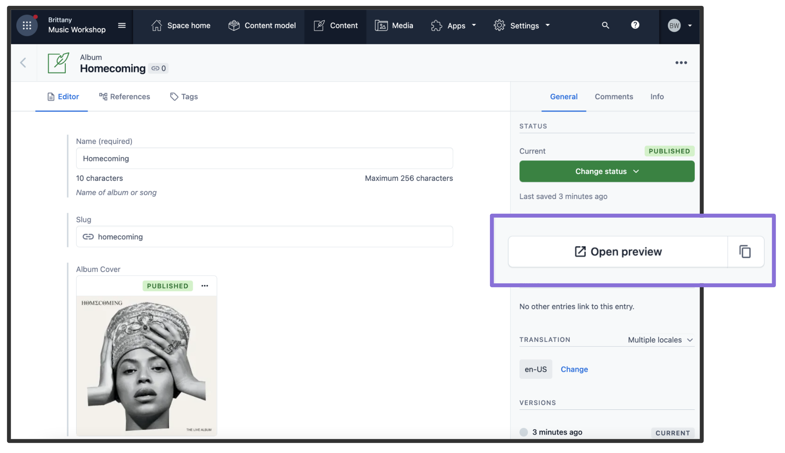 Content entry overview