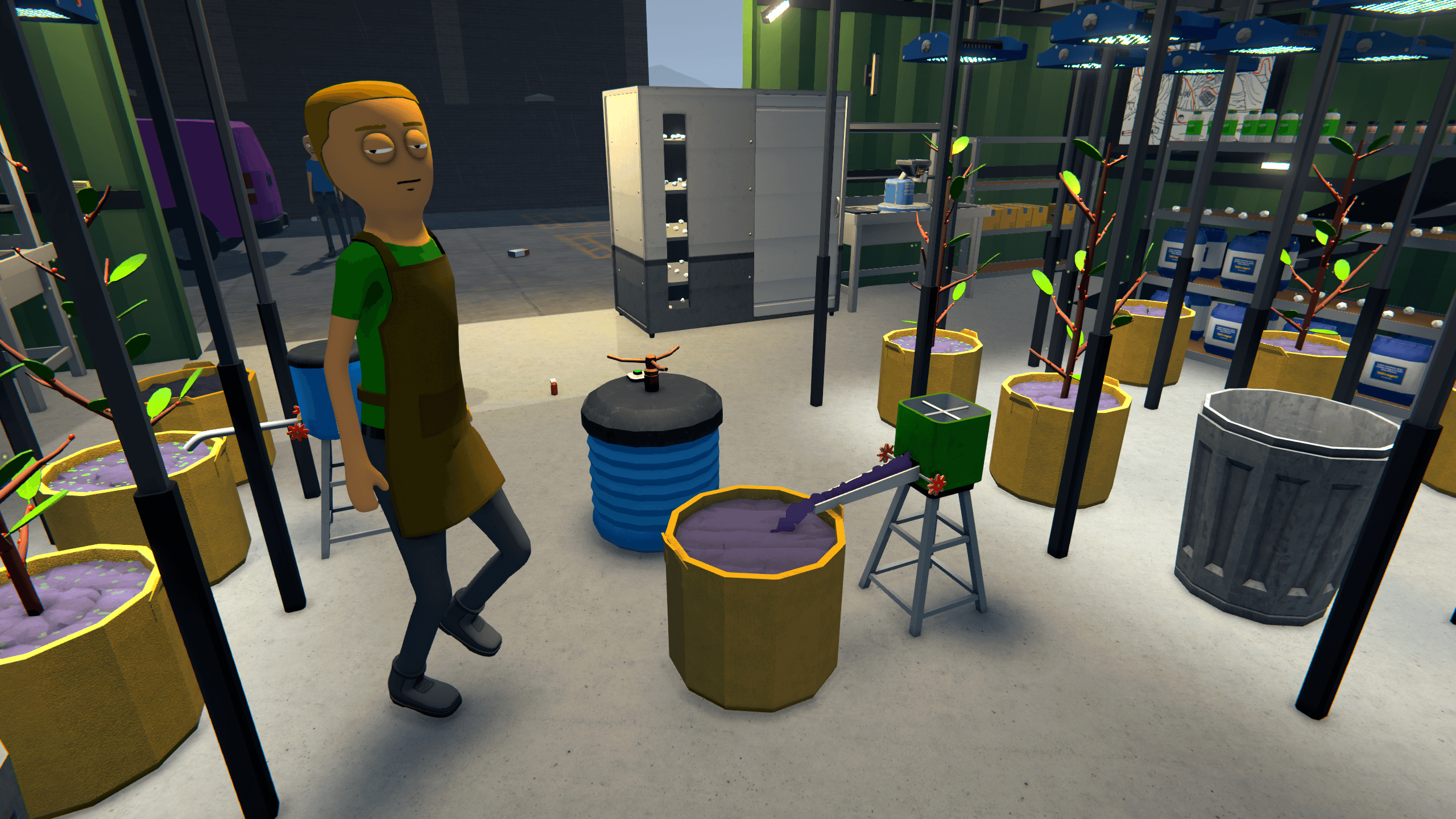 Botanist using Soil Pourer