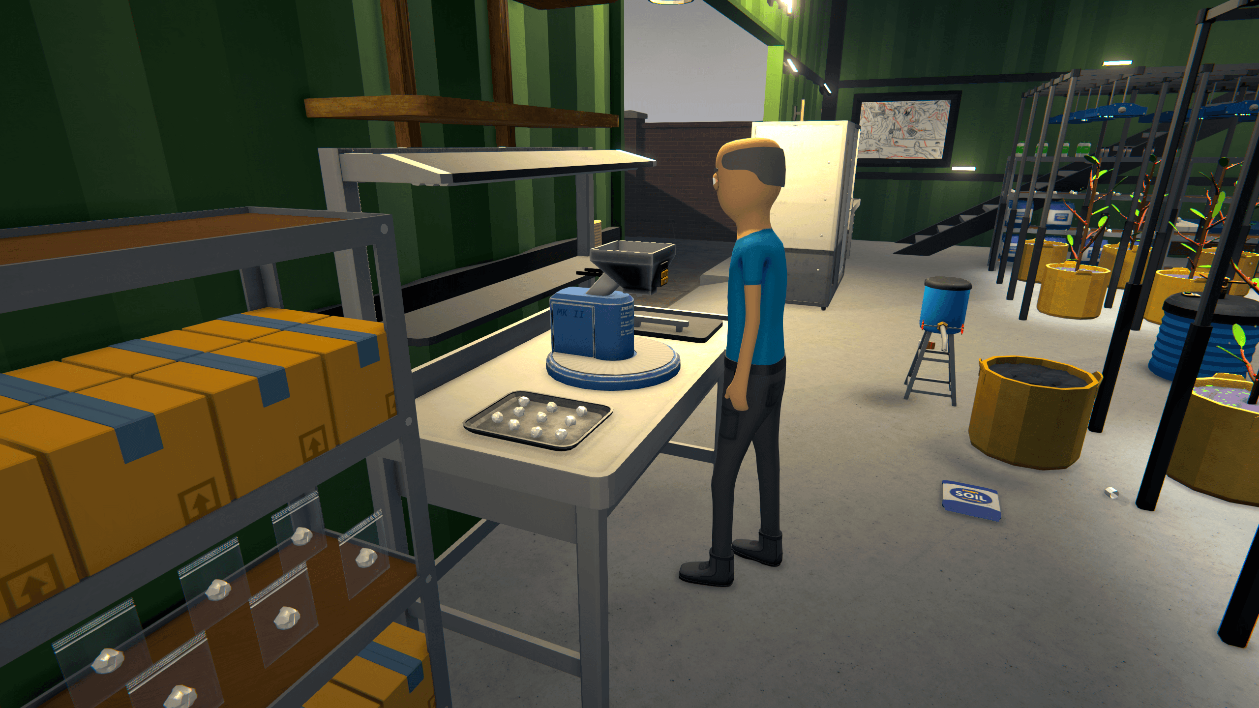 Handler unpackaging bricks