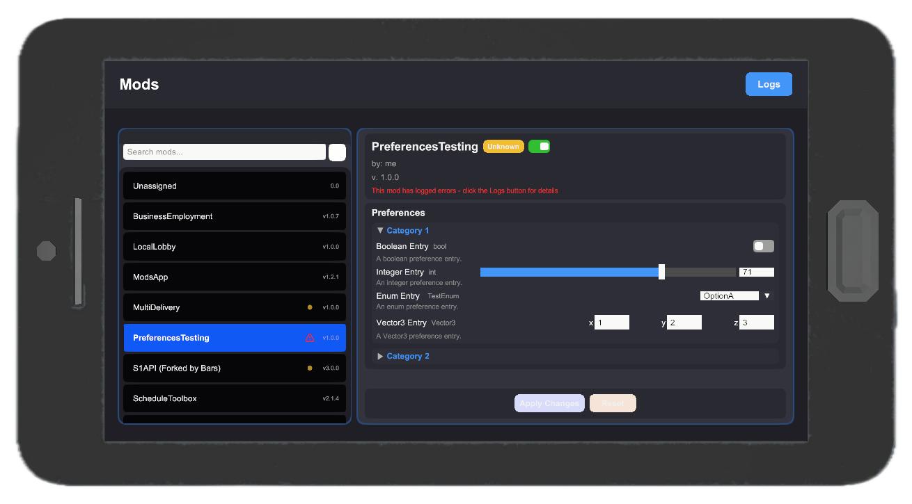 Mod with preferences, various input tupes