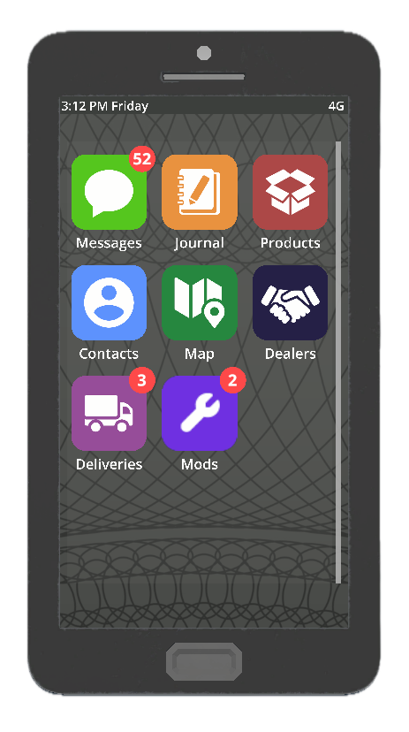 Phone view with notifications badge