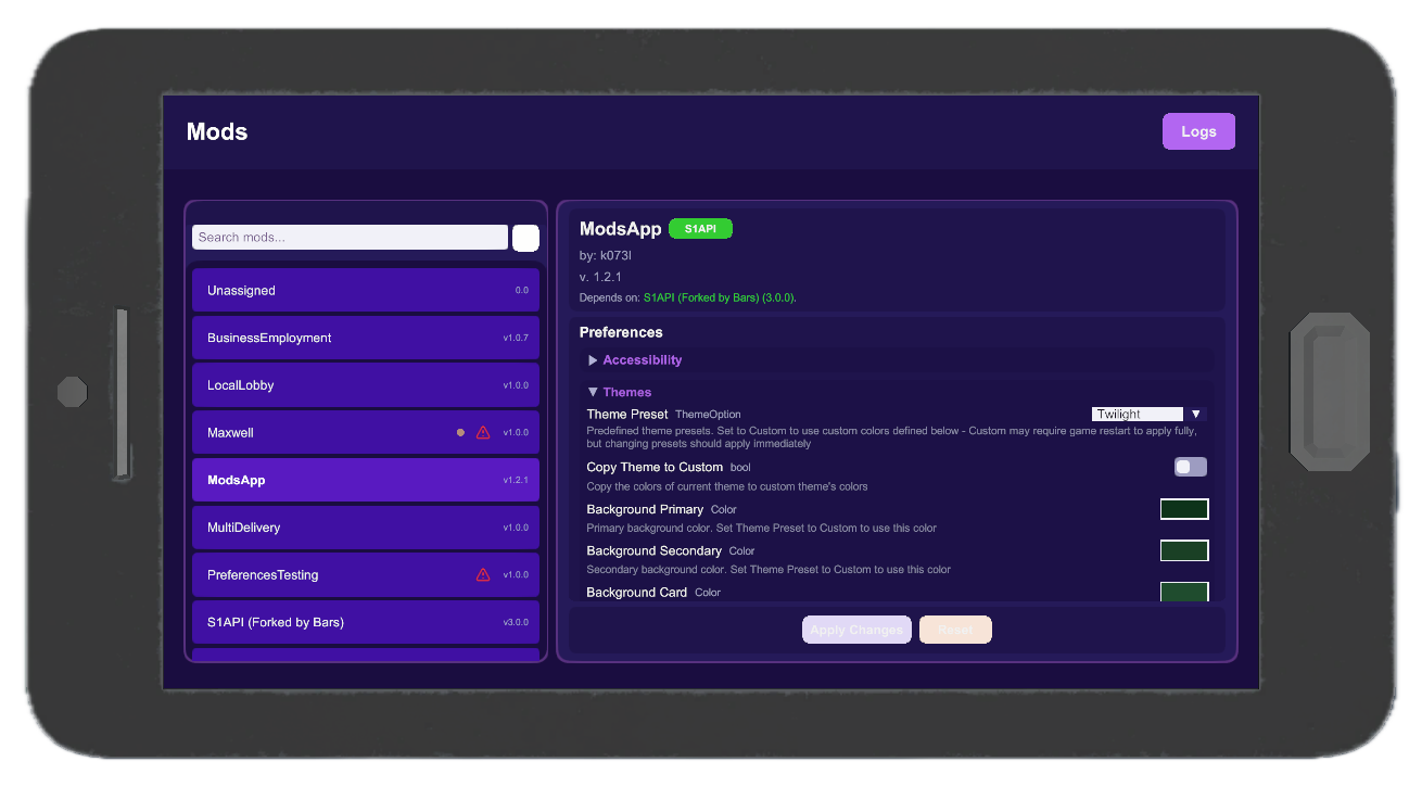 Different themind options - Twilight theme