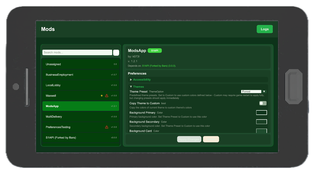 Different theming options - Forest theme