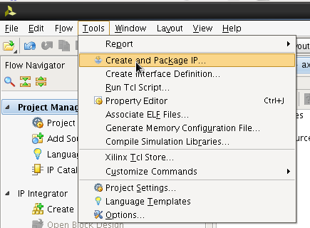 menu - tools - create and package ip