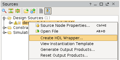 block diagram create hdl wrapper