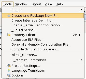 menu - tools - create and package ip