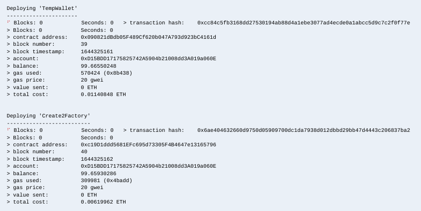 screenshot of truffle migrate output