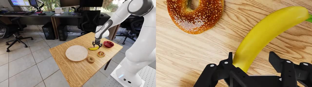 Scripted banana-on-plate demonstrations in Isaac Lab