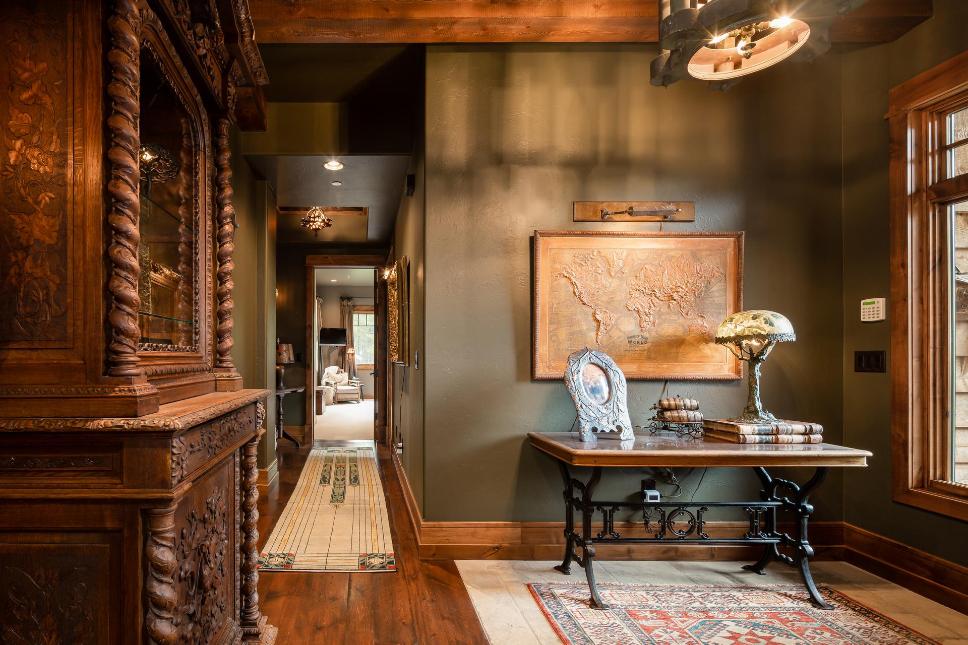 Handcrafted cabinetry and artisan millwork in the kitchen at 1660 South Fork Road