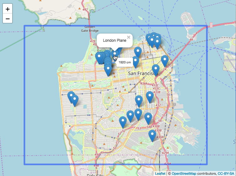 snapshot of the leaflet plot