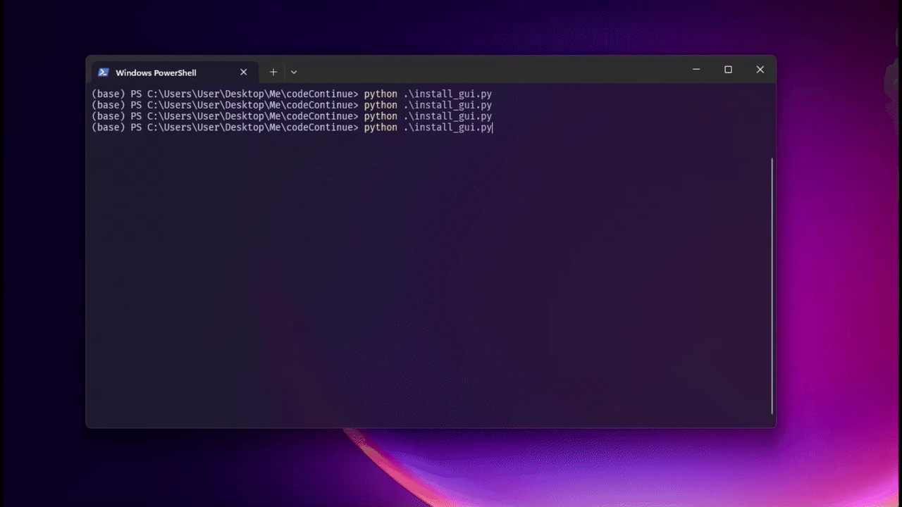 Manual installation of codeContinue