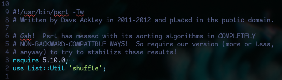 Comment from Ackley in the Beyond Efficiency code about Perl
        updates breaking their code