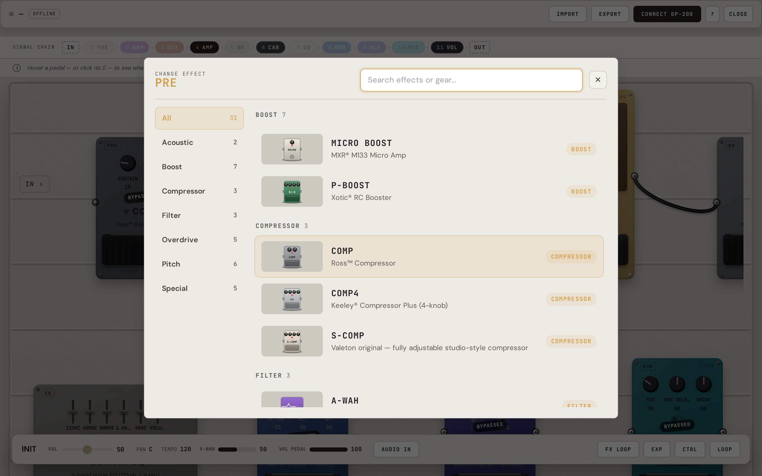 Effect picker