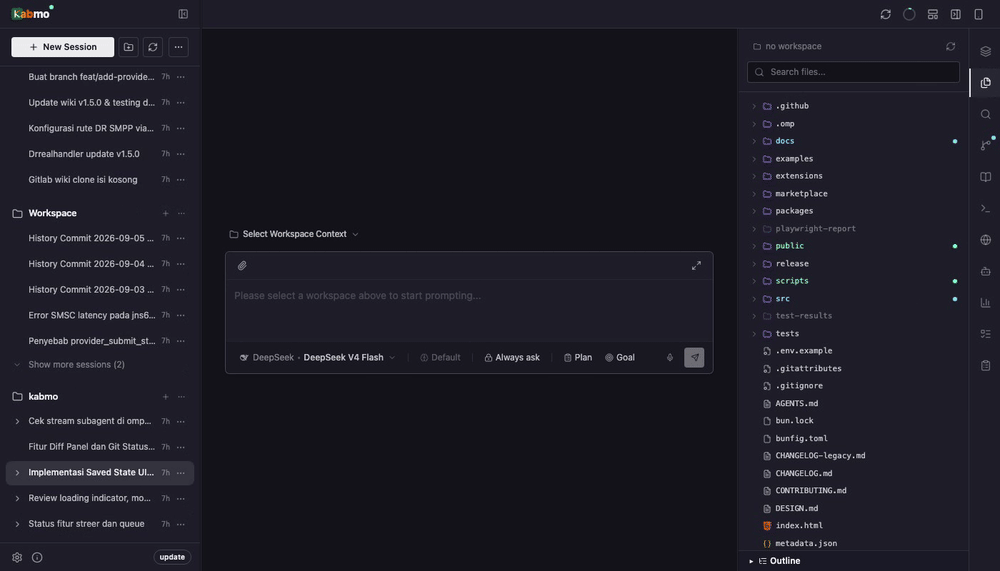 Feature tour — timeline, Files, Search, Source Control, a real PTY, Context & Telemetry, Wiki, and the theme cycle