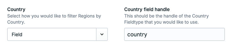 Region Fieldtype config country field option