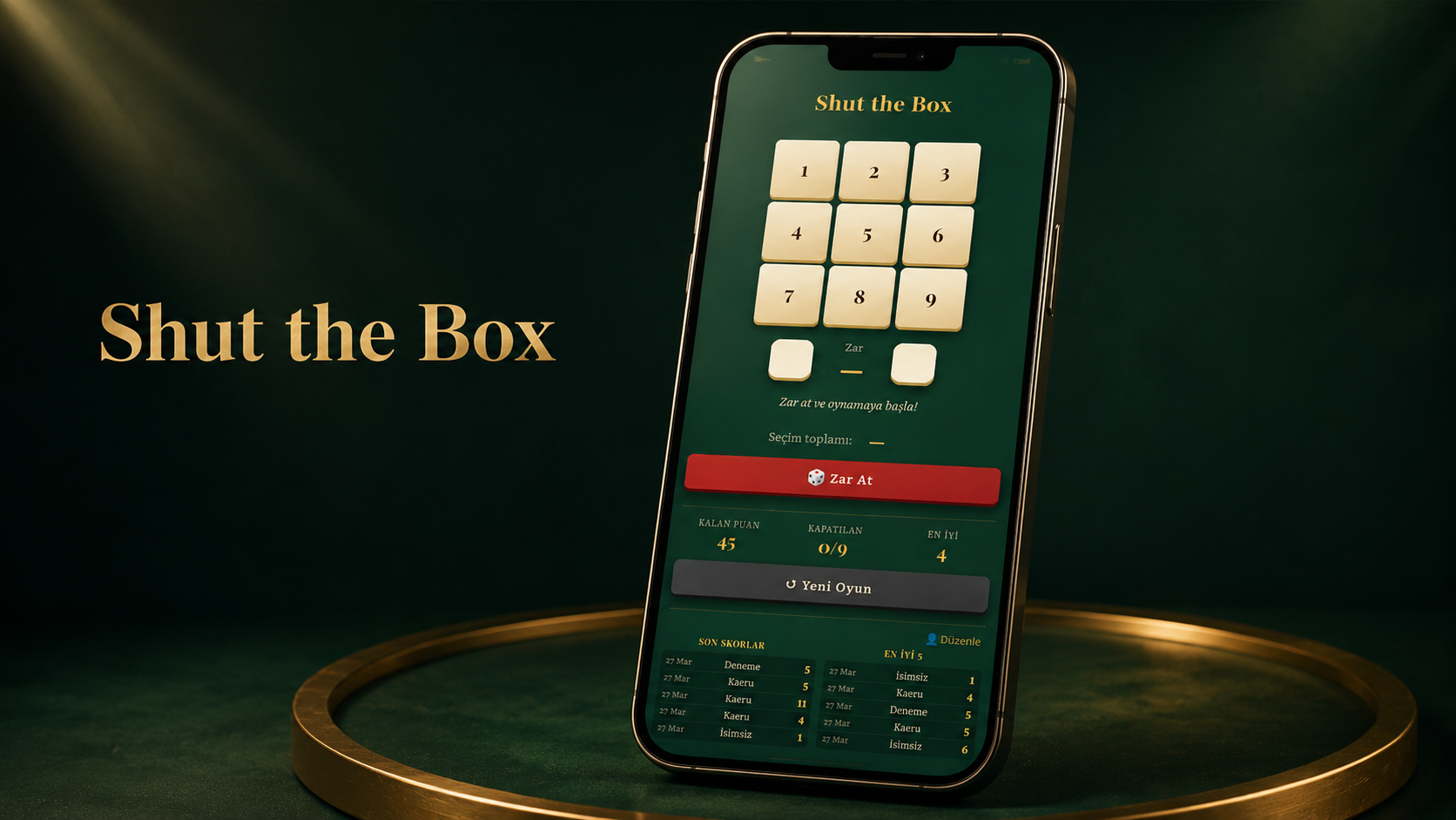 ShutTheBox Web