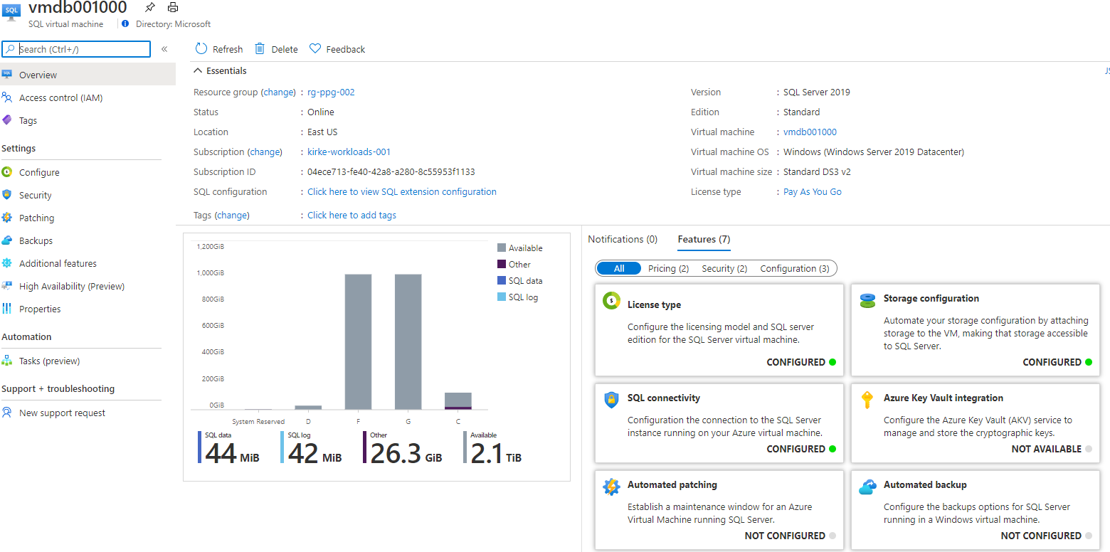 Managing SQL Server via the Azure Portal