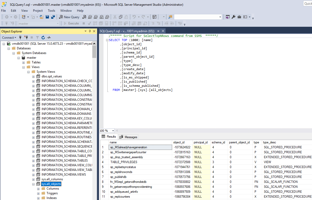 Connecting with SQL Server Management Studio