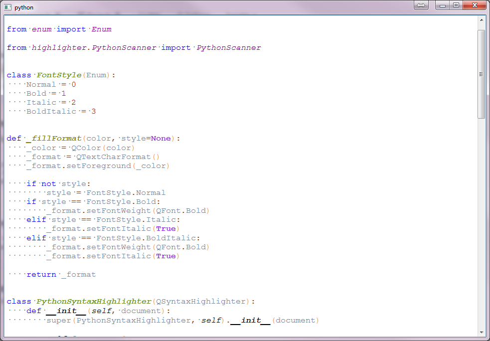 Python source highlighting Demo