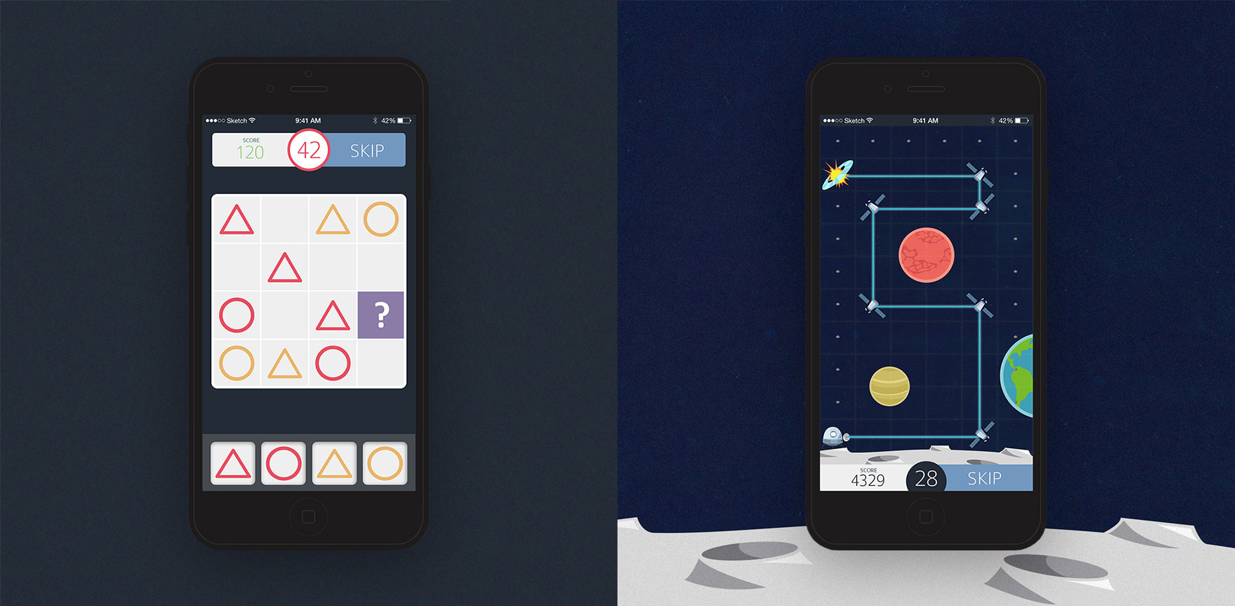 Screen examples from the Faceborder app