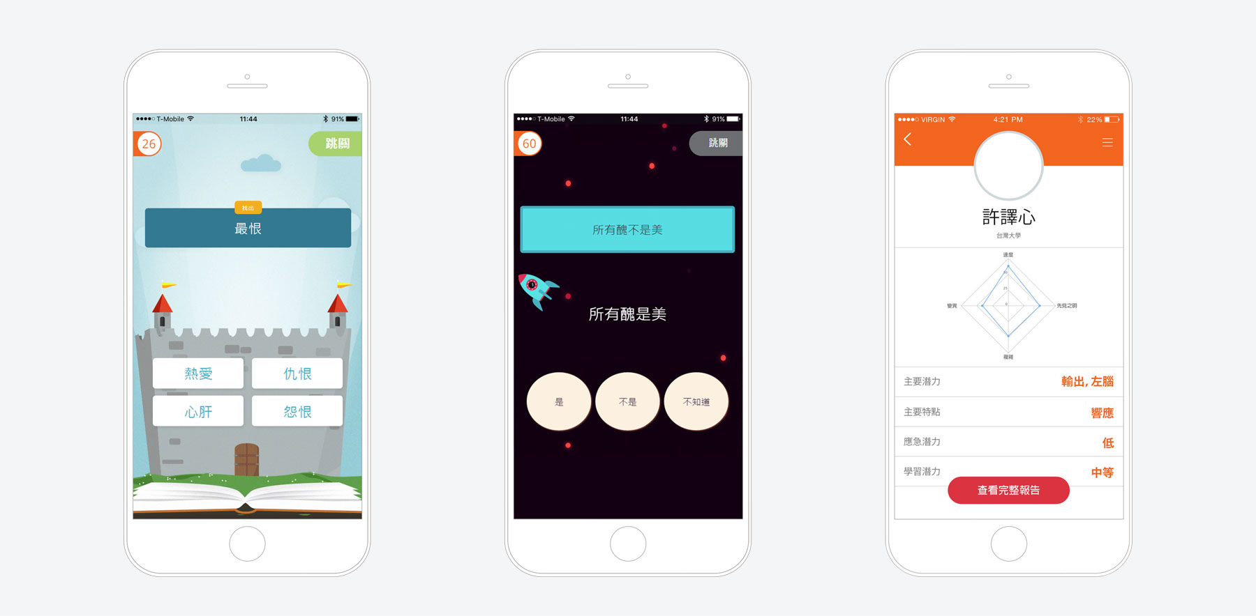 Screen examples from the Faceborder app