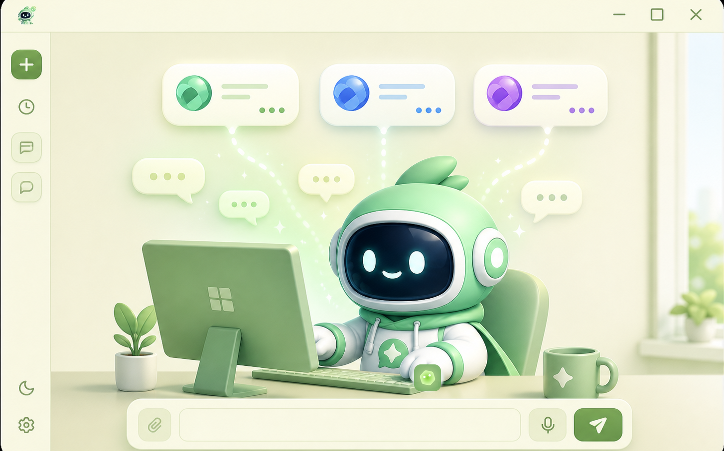 Monaw mascot chatting with multiple model options