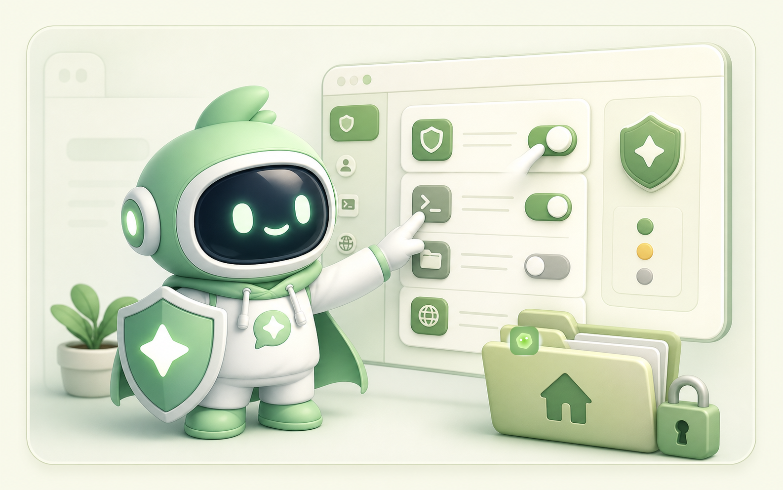 Monaw mascot guarding local permissions and sandbox controls