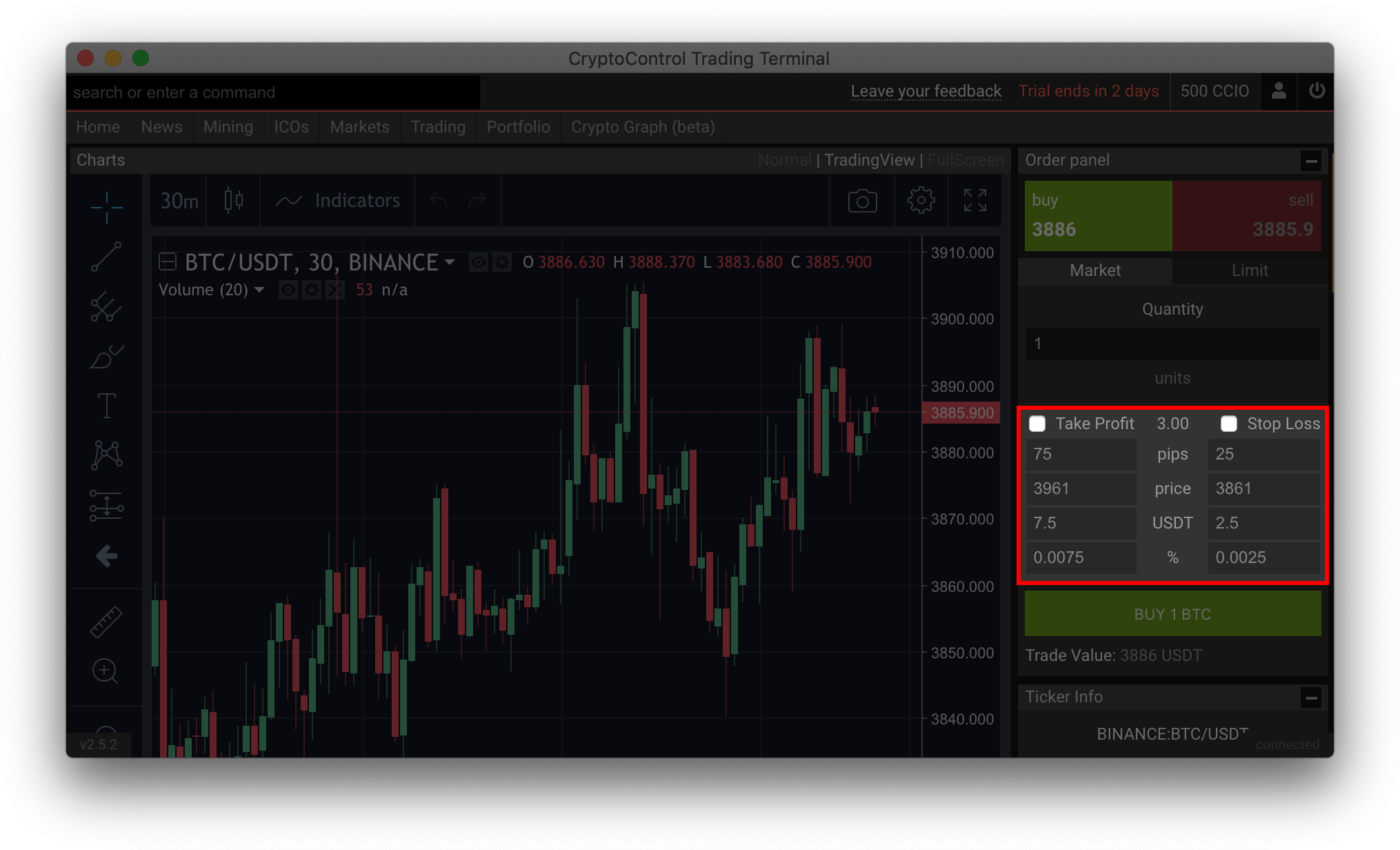 Stop Loss Screenshot