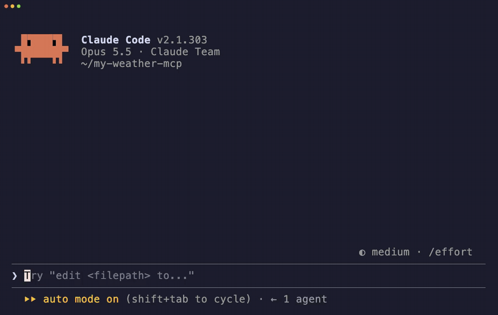 Claude Code connects a weather MCP server through Kitsune, gets 59°C for Berlin, fixes the Fahrenheit conversion, calls reload and gets 15°C in the same session