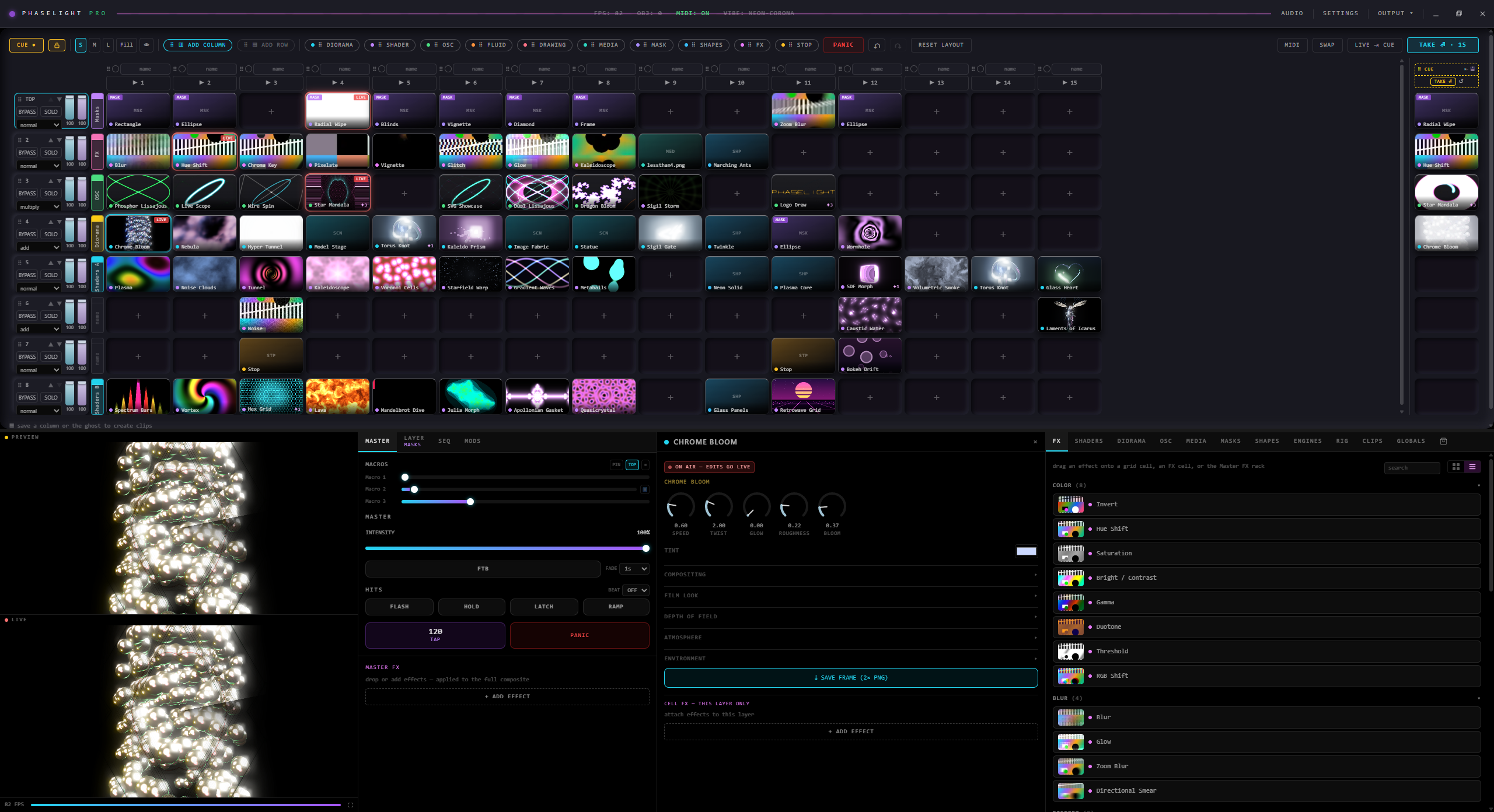 Phaselight grid UI