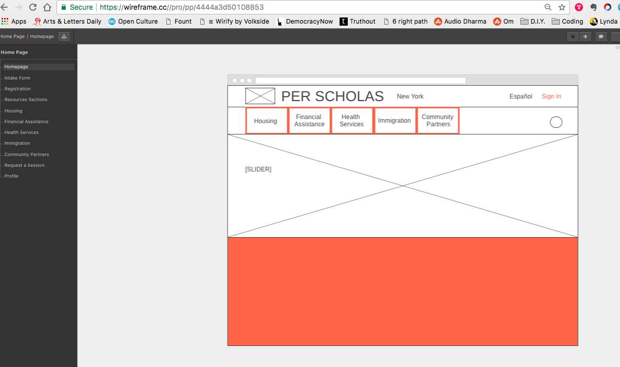 Wireframe Home Page