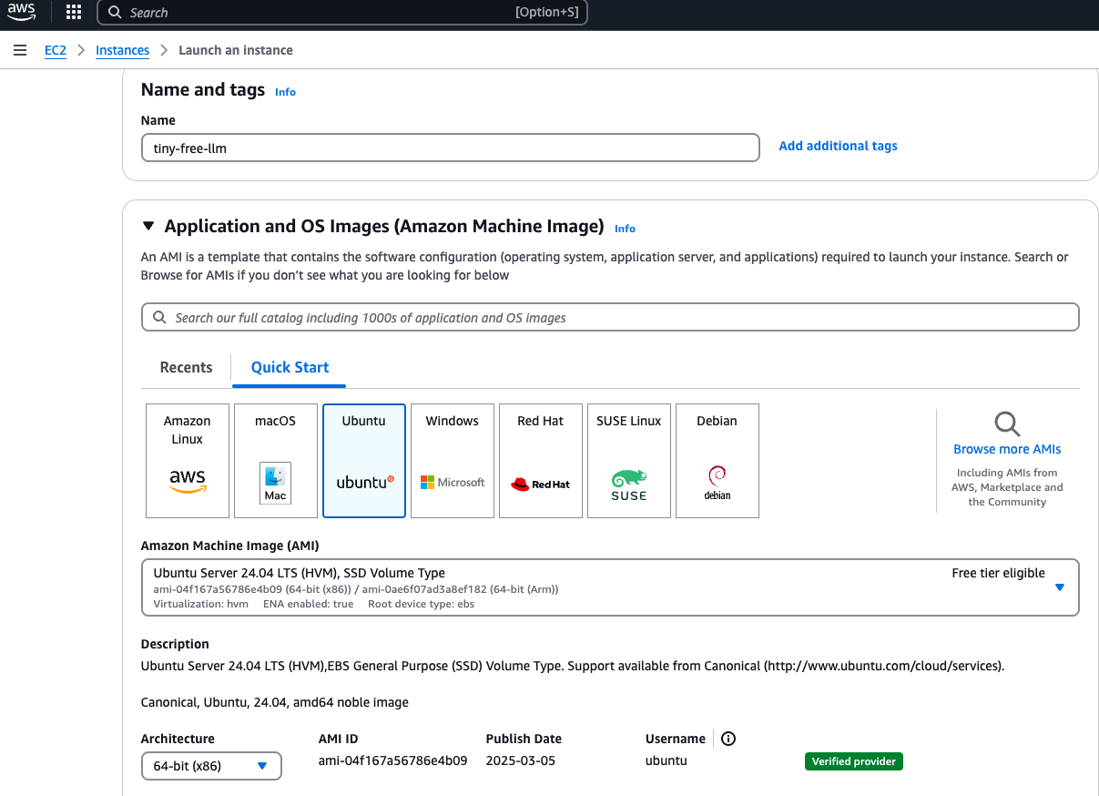 AMI Selection Screen