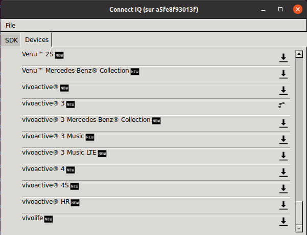 eclipse connectiq sdk manager Devices