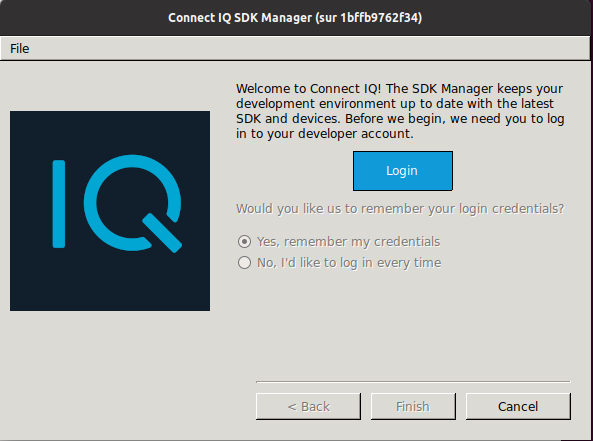 eclipse connectiq sdk manager Login