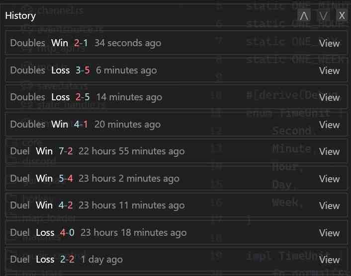 Match history demo image