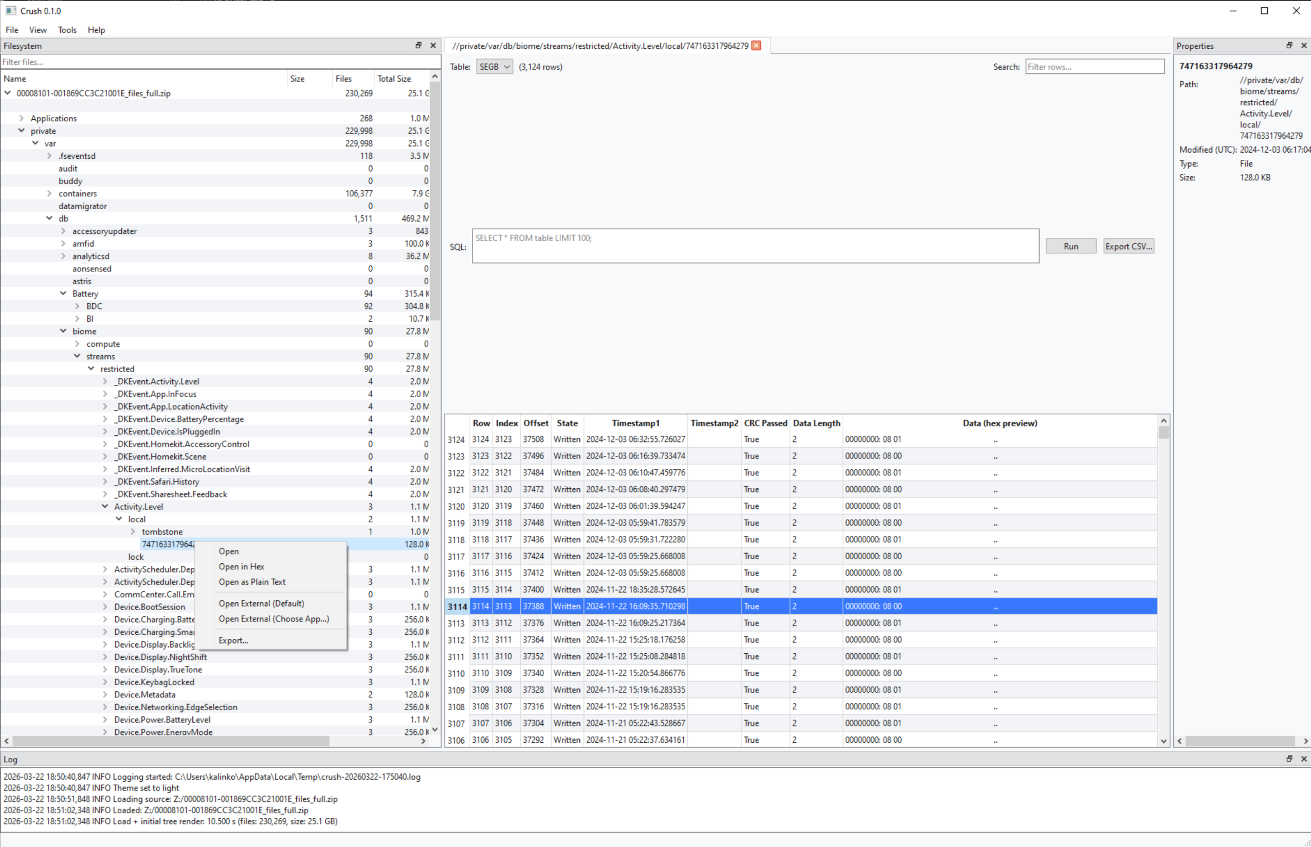 iOS SEGB (Windows)